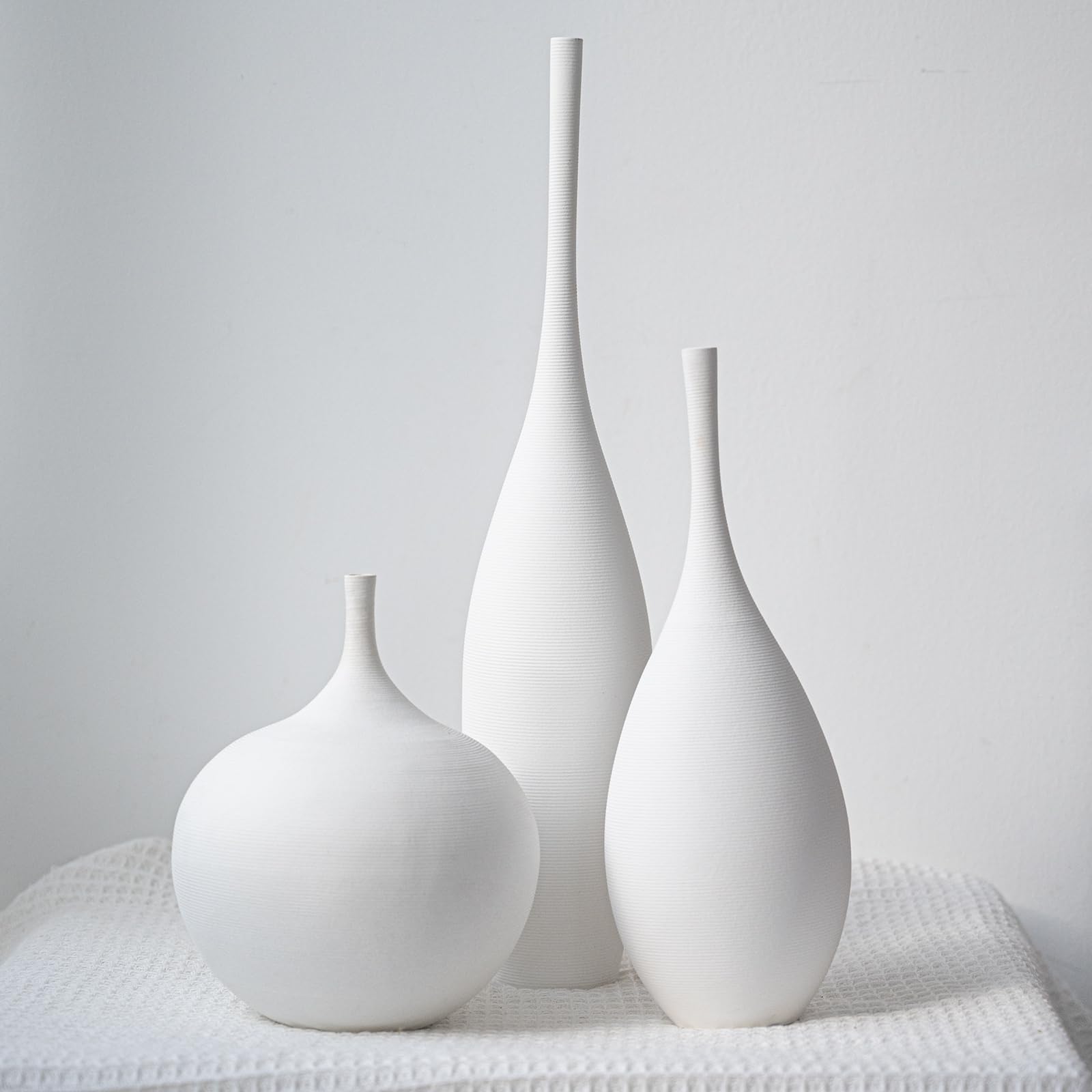 Ivory Ceramic Vase 3-Piece Set